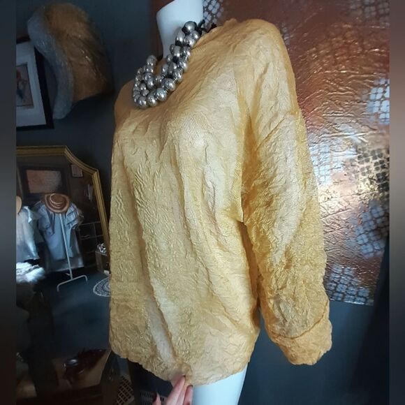 NWT Zara Elegant Gold Sheer Women's Top - Picture 10 of 16
